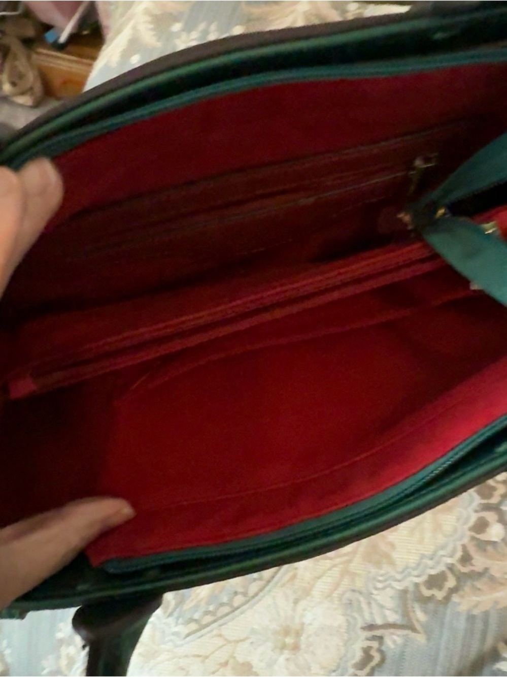 NEW Emerald Green Botanical Safari Tiger Elephant Structured Satchel Handbag - Picture 3 of 5